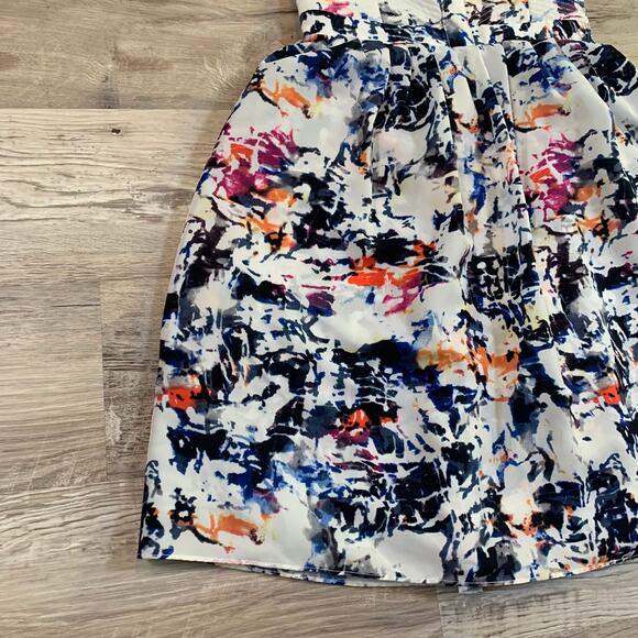 NWT Parker Strapless Dress Abstract Print White Multicolor Fit & Flare Party - Picture 5 of 9
